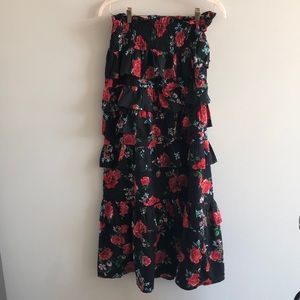 Ruffled Floral Maxi Skirt